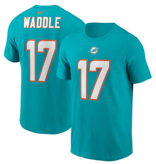 Men's Miami Dolphins #17 Jaylen Waddle 2021 Aqua NFL Draft First Round Pick Player Name & Number T-Shirt Men's Miami Dolphins #17 Jaylen Waddle 2021 Aqua NFL Draft First Round Pick Player Name & Number T-Shirt
